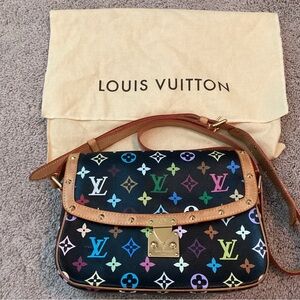 Authentic Louis Vuitton Multicolor Sologne in Black.